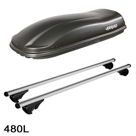 Coffre de toit Marlin 480 Litres noir et barres de toit Mercedes Classe C Break 2008 à 2014