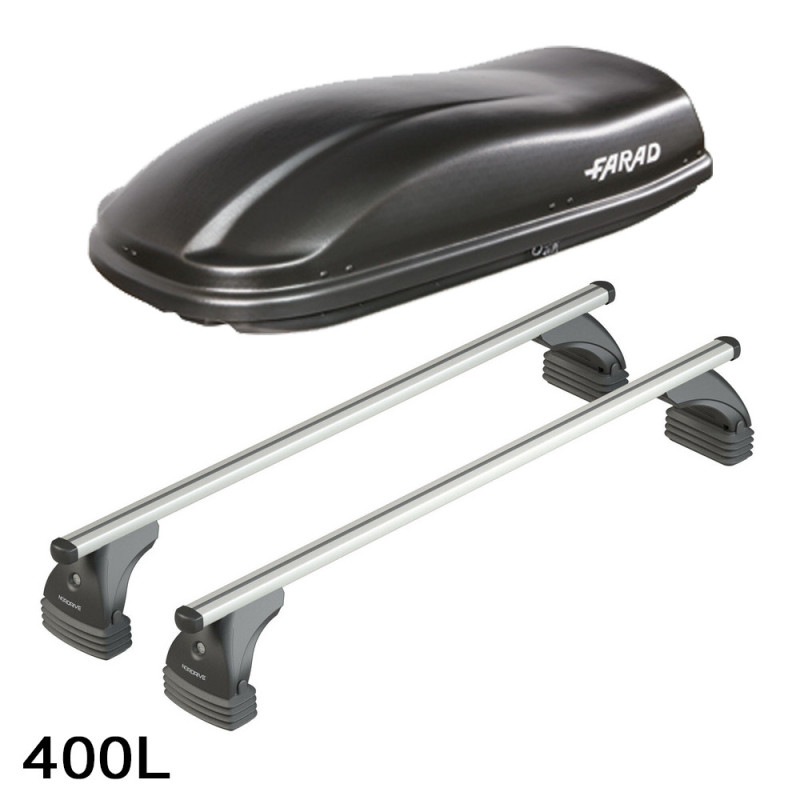Coffre de toit Marlin 400 Litres noir et barres de toit Ford C-Max Tous Types - 2003 à 2010