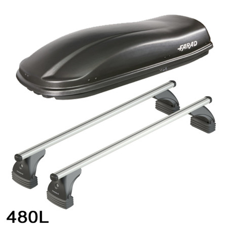 Coffre de toit Marlin 480 Litres noir et barres de toit Dacia Lodgy 5 portes 2012 à 2021