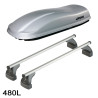Coffre de toit Marlin 480 Litres GRIS et barres de toit Saab 9.3 SportHatch 2002 à 2012