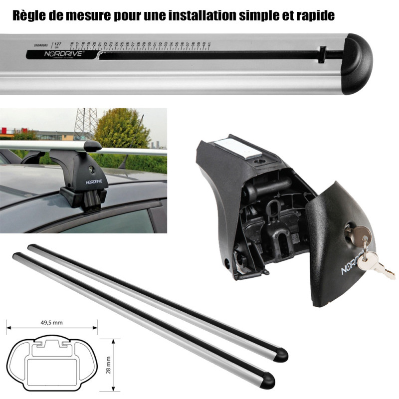 Coffre de toit TUKTUK 340 Litres et barres de toit Volkswagen Polo 3 portes 2001 à 2009