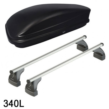 Coffre de toit TUKTUK 340 Litres et barres de toit Volkswagen Polo 5 portes 2009 à 2017