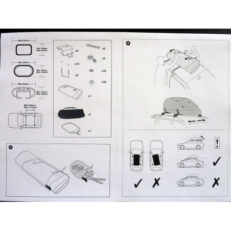 Coffre de toit Pliable 320 Litres Noir et barres de toit Seat Leon 5 portes 2013 à 2020