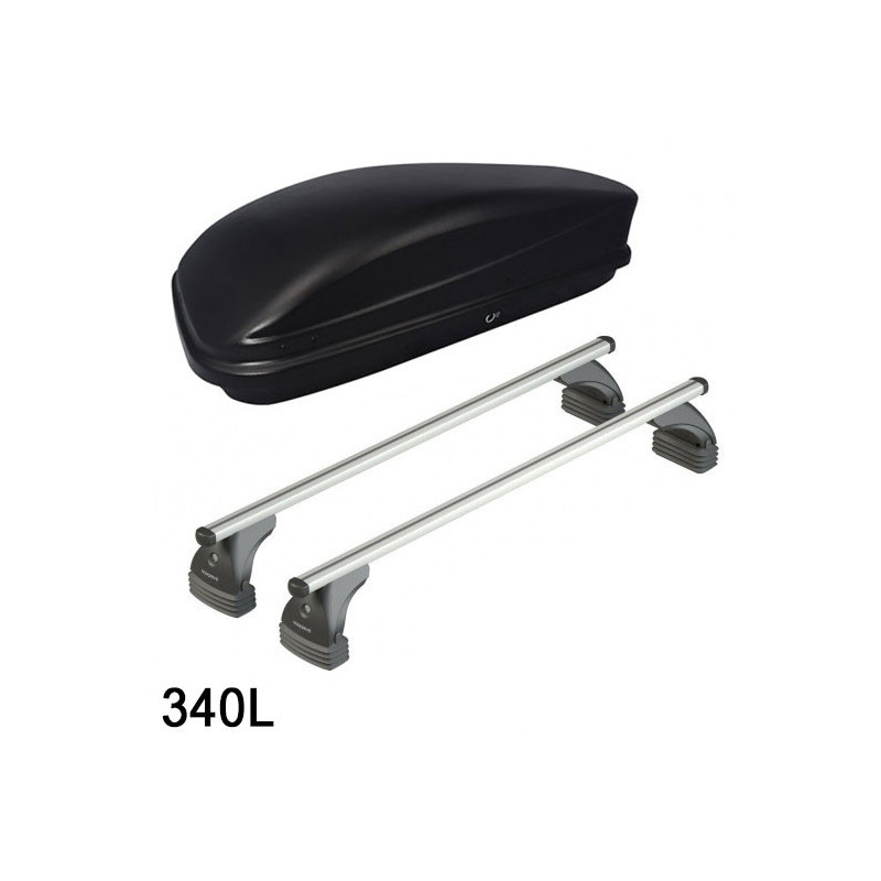 Coffre de toit TUKTUK 340 Litres et barres de toit Nissan Juke Tous Types 2010 à 2019