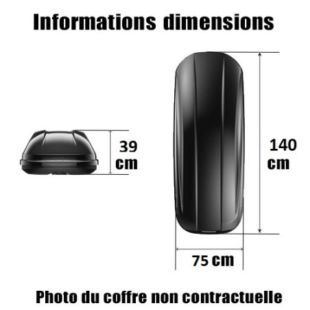 Coffre de toit TUKTUK 340 Litres Noir et barres de toit Hyundai i30 Break 2008 à 2012