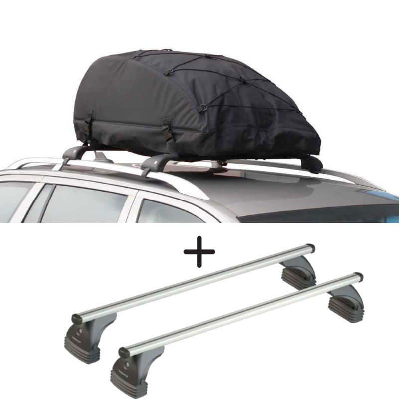 Coffre de toit Pliable 320 Litres Noir et barres de toit Audi A6 4 portes 2011 à 2018