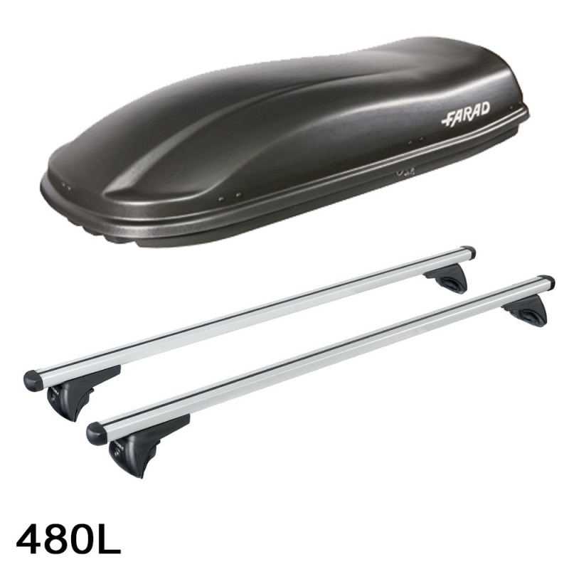 Coffre de toit Marlin 480 Litres noir et barres de toit Kia Cee'd Break 2012 à 2018