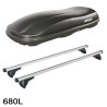 Coffre de toit Marlin 680 Litres Noir et barres de toit Audi A6 Allroad 2006 à 2012