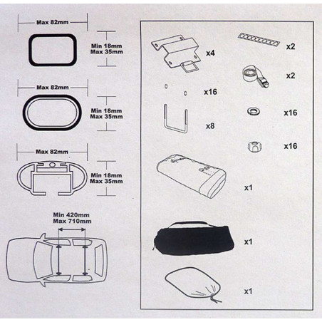 Coffre de toit Pliable 320 Litres Noir et barres de toit Rover 75 Break 2001 à 2005