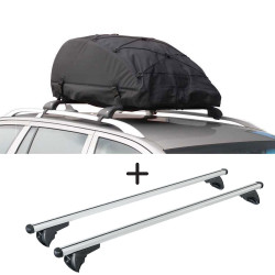 Coffre de toit Pliable 320 Litres Noir et barres de toit Seat Leon ST 2014 à 2016