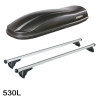 Coffre de toit Marlin 530 Litres Noir et barres de toit Seat Leon ST 2017 à 2020