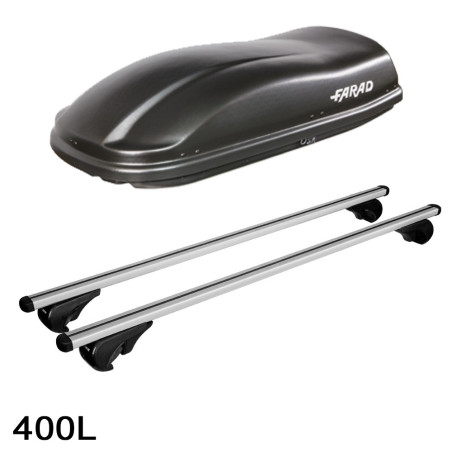 Coffre de toit Marlin 400 Litres noir et barres de toit Bmw X5 E53 - 2000 à 2003