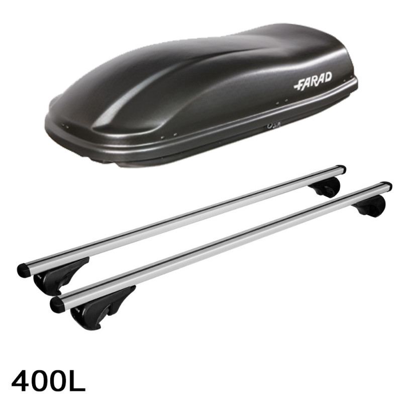 Coffre de toit Marlin 400 Litres noir et barres de toit Bmw X5 E53 - 2003 à 2007