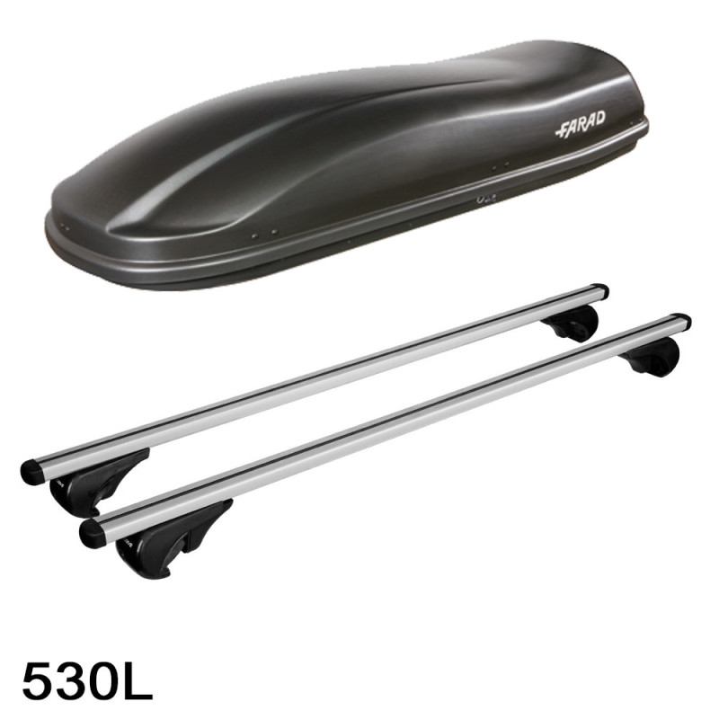 Coffre de toit Marlin 530 Litres Noir et barres de toit Bmw X5 E70 2007 à 2013
