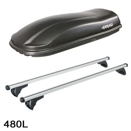 Coffre de toit Marlin 480 Litres noir et barres de toit Bmw X6 F16 2014 à 2019
