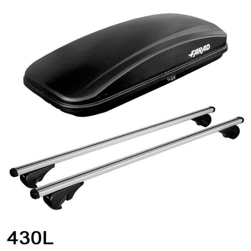 Coffre de toit CRUB 430 Litres Noir et barres de toit Volkswagen Golf Break 2007 à 2009