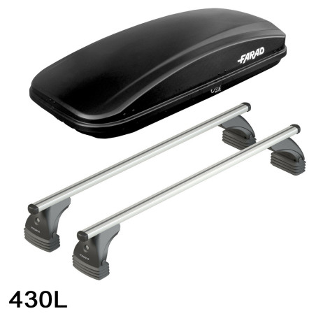 Coffre de toit CRUB 430 Litres Noir et barres de toit Volvo S60 4 portes 2010 à 2018