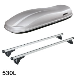Coffre de toit Marlin 530 Litres GRIS et barres de toit Bmw Serie 3 E91 Break 2005 à 2012