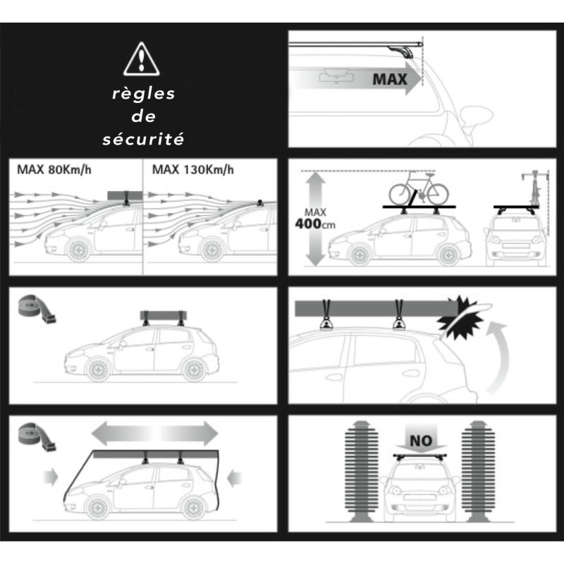 Coffre de toit Marlin 530 Litres Noir et barres de toit Audi A4 Break 2001 à 2003