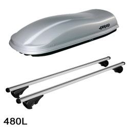 Coffre de toit Marlin 480 Litres GRIS et barres de toit Audi A4 Break 1995 à 2001