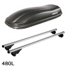 Coffre de toit Marlin 480 Litres noir et barres de toit Hyundai i30 Break 2008 à 2012