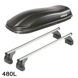 Coffre de toit Marlin 480 Litres noir et barres de toit Citroen DS4 Tous Types 2011 à 2018