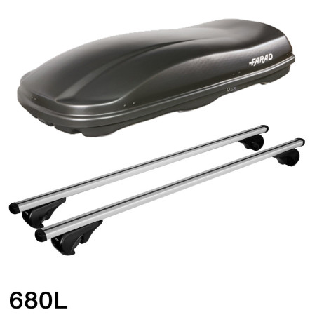 Coffre de toit Marlin 680 Litres Noir et barres de toit Audi A6 Allroad 2006 à 2012